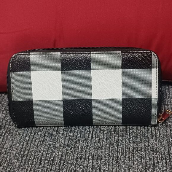 MIA K. COLLECTION Black, Gray, White Bonita Checker Wallet - Picture 2 of 4